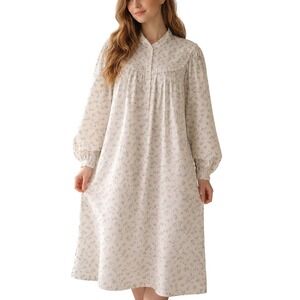 VTG Handmade MuuMuu Nightgown Sz L/XL Maxi Dress Blue Cottagecore Floral Chemise